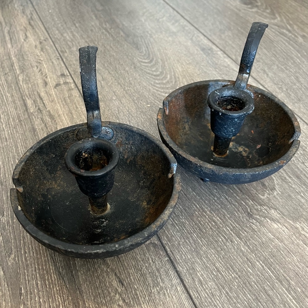 Vintage Canada Forge Cast Iron Chambersticks